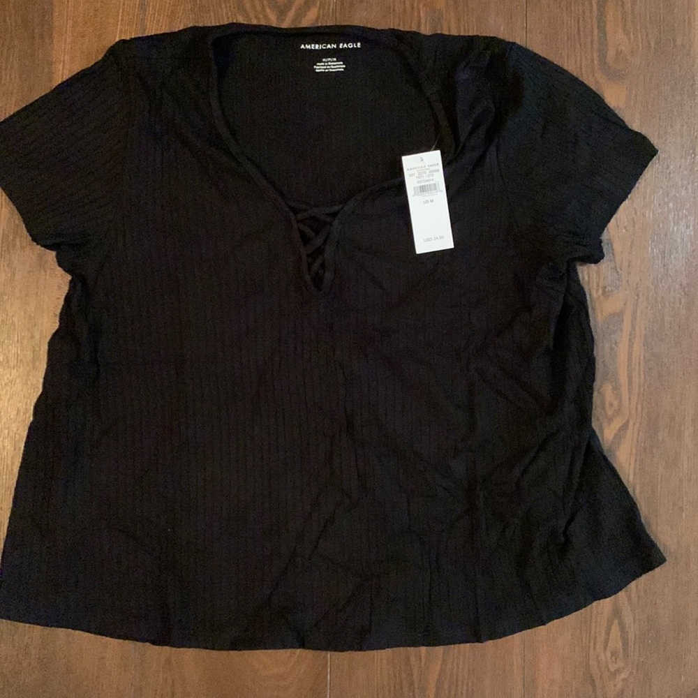 American Eagle Soft n Sexy Short Sleeve Black Size Medium